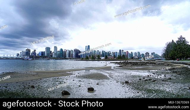 Wide angle shot over the skyline of Vancouver - amazing view from Stanley Park
