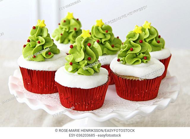 Christmas decorated cupcakes