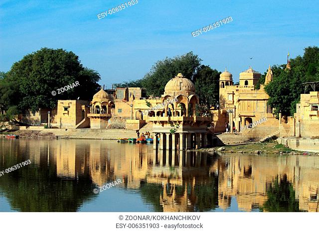 palace on lake in Jaisalmer India