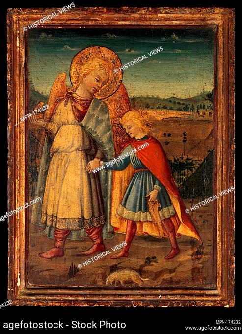 The Archangel Raphael and Tobias. Artist: Neri di Bicci (Italian, Florence 1419-1491 Florence); Date: possibly 1457-63; Medium: Tempera and gold on wood;...