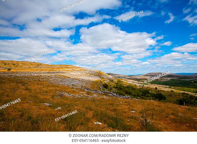 Burren National Park, Ireland. The Burren is a region of County Clare in the southwest of Ireland. It?s a karst landscape of bedrock incorporating a vast...
