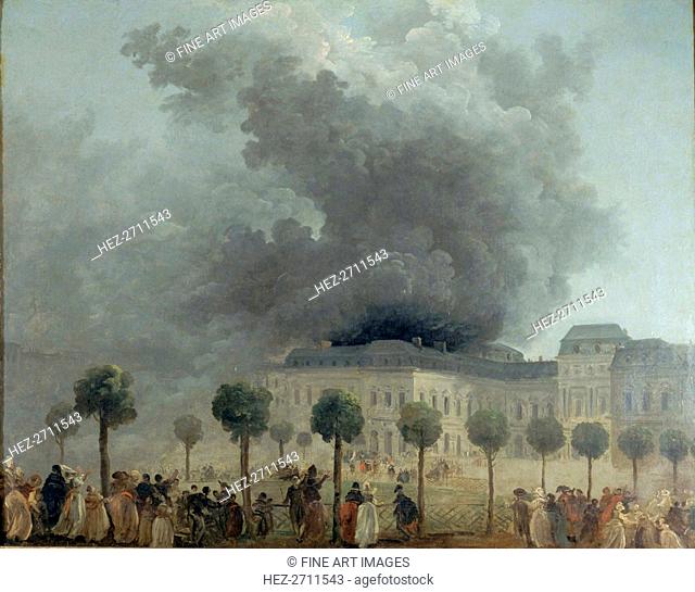 Fire at the Opera House of the Palais-Royal, June 8, 1781, ca 1781. Creator: Robert, Hubert (1733-1808)