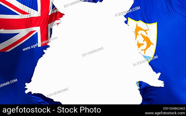 Anguilla flag ripped apart, white background, 3d rendering