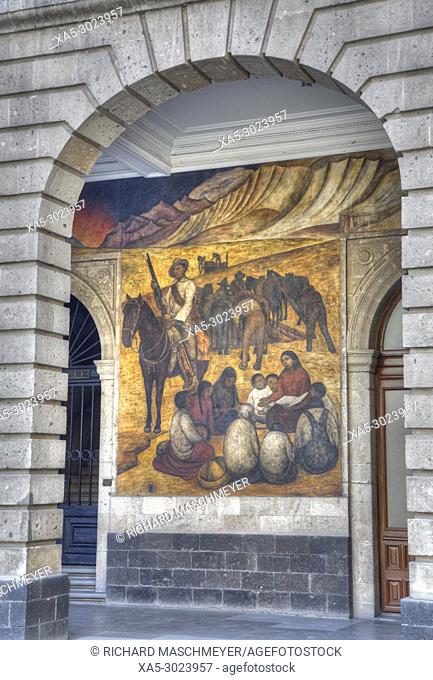 Wall Mural, ""The Rural Teacher"", Painted by Diego Rivera, 1923, Secretariate of Education Building, Mexico City, Mexico