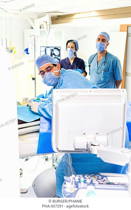 Radiofrequency ablation of a liver tumor. Hannibal Internationale private hospital, Tunis, Tunisia