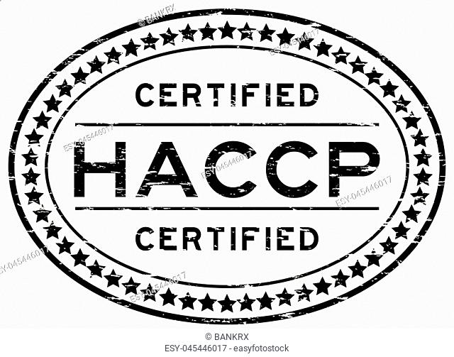 Grunge black HACCP (Hazard analysis and critical control points) oval rubber seal stamp