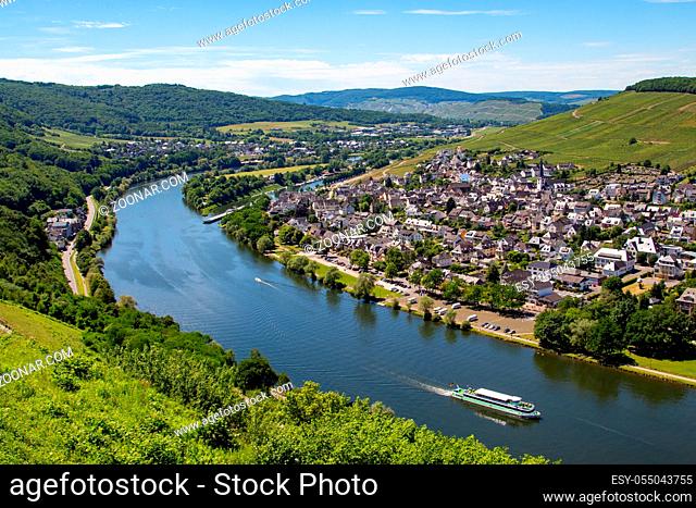 View at the valley of the river Moselle and the city of Bernkastel-Kues from Landshut castle