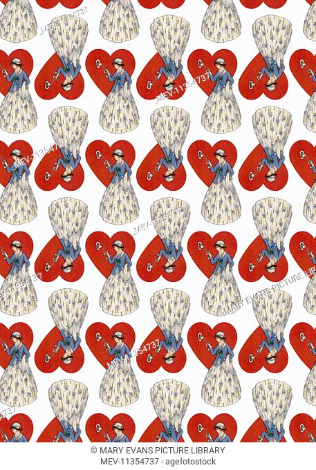 Repeating Pattern - Heart Lock (in white). *PLEASE NOTE that the magnifying glass is solely to show the detail of the repeating pattern and will not feature on...