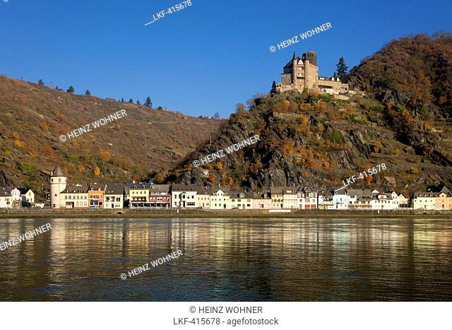 St Goarshausen with Katz castle, Unesco World Cultural Heritage, Rhine river, Rhineland-Palatinate, Germany
