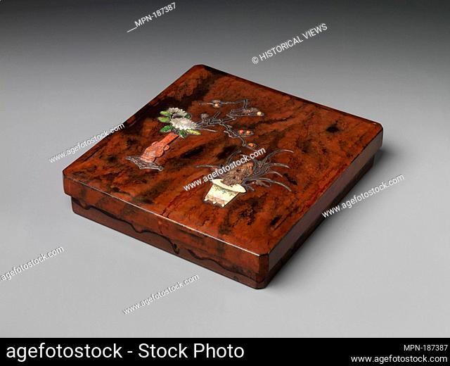 Writing Box with Design of Chinese-Style Flower Arrangement (Inside: Design of Geese). Artist: Style of Ogawa Haritsu (Ritsuo) (Japanese
