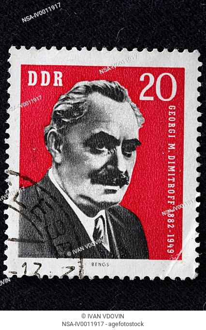 Georgi Dimitrov, Bulgarian Communist leader, Prime Minister of Bulgaria 1946-1949, postage stamp, GDR