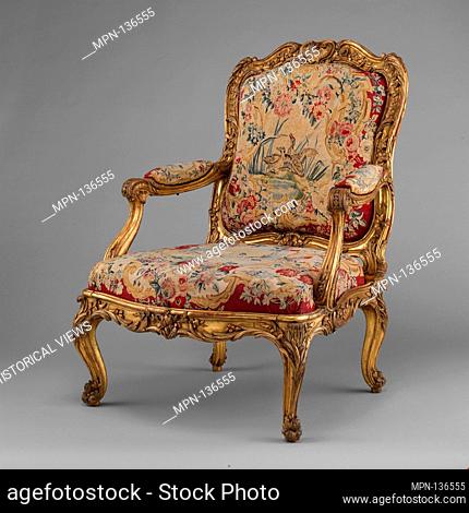 Armchair (fauteuil à la reine) (part of a set). Artist: Frame by Nicolas-Quinibert Foliot (1706-1776, warden 1750/52); Designer: Probably after a design by...