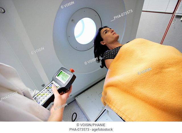Patient undergoing Positrons Emission Tomography scan PET scan of the brain
