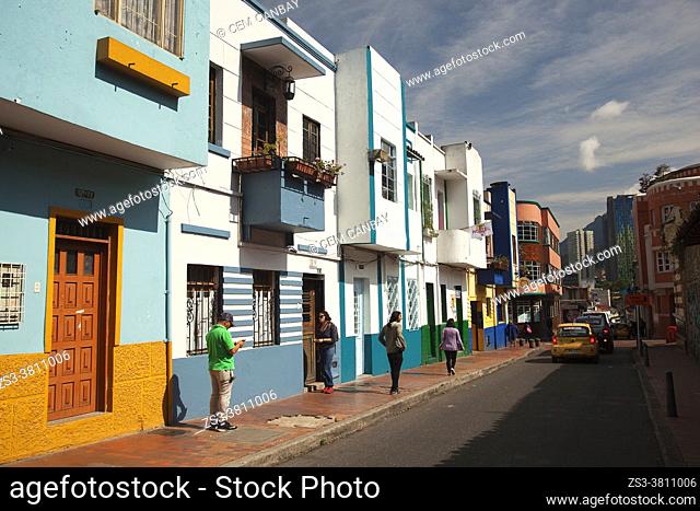 View to the colonial buildings at the historic center, Bogota, Cundinamarca, Colombia, South America