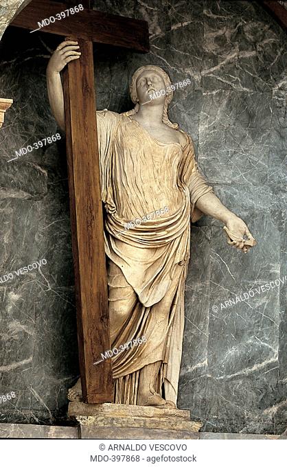 Statue of St Elena, by Unknown, 17th Century, marble and wood. Italy, Lazio, Rome, Santa Croce in Gerusalemme Basilica, Sant'Elena Chapel. All