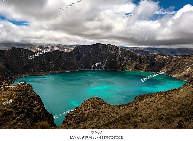 Quilotoa is a water-filled caldera that was formed by the collapse of the volcano following a catastrophic eruption about 800 years ago