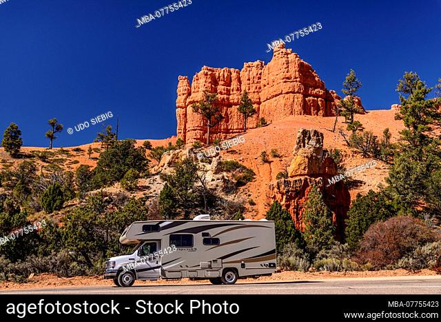 The USA, Utah, Garfield County, Dixie National Forest, Panguitch, Red canyon, view in the Scenic Byway 12