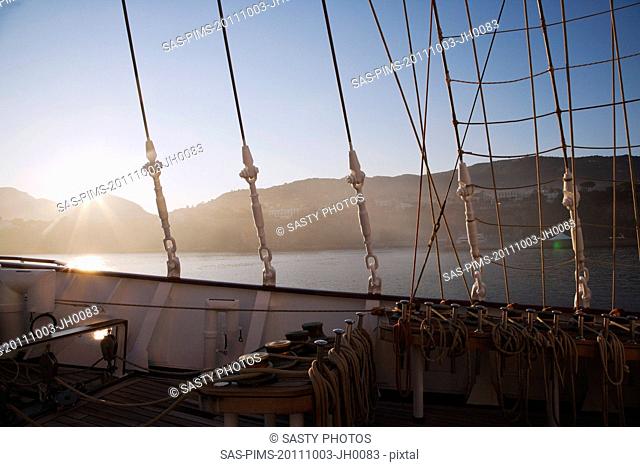 Clipper ship in the sea, Sorrento, Tyrrhenian Sea, Campania, Italy