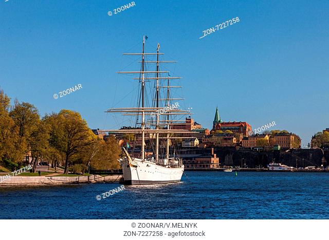 Stockholm, Sweden - April 30, 2011: Sailing vessel quot;Af Chapmanquot; (constructed in 1888) on Skeppsholmen