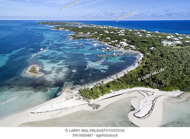 Aerial view of Tahiti Beach and Elbow Cay in Abaco, Bahamas