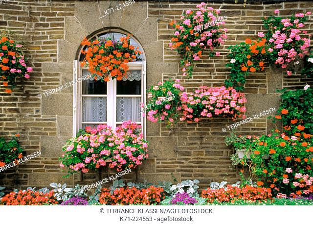 Home window and flowers. Normandy. France