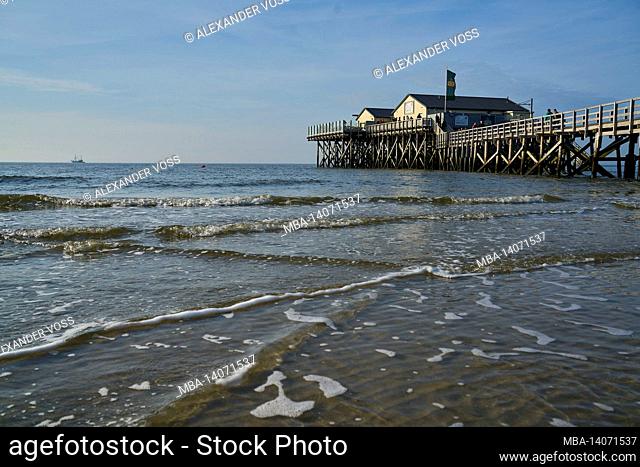 europe, germany, schleswig holstein, north sea, st peter ording, expanse, water, beach