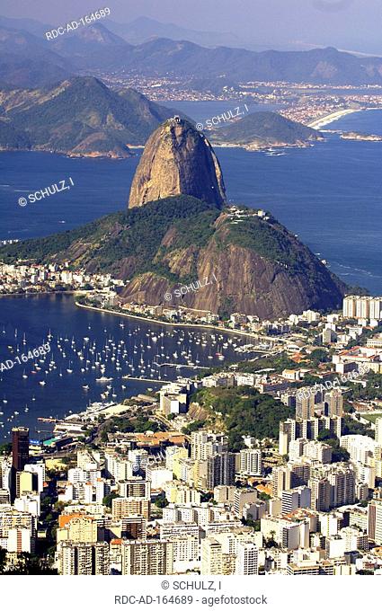 View from Corcovado toi Sugar Loaf Rio de Janeiro Brazil Pao de Azucar