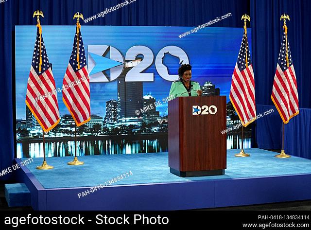 August 17, 2020; Milwaukee, WI, USA; U.S. Rep. Gwen Moore (D-Wisc) speaks at the start of the Democratic National Convention at the Wisconsin Center