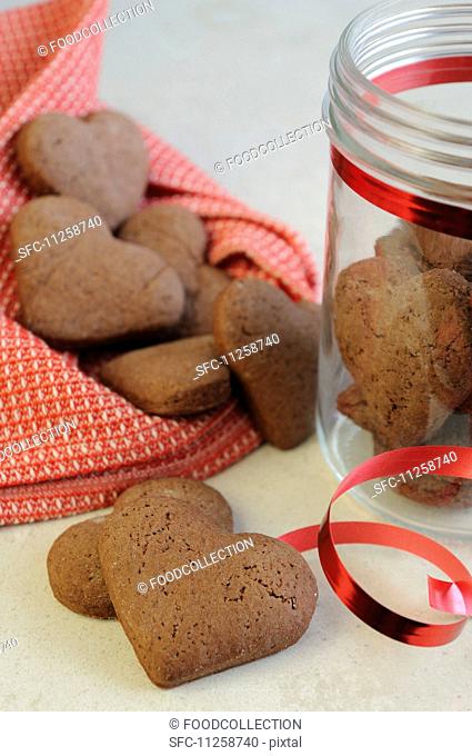 Heart-shaped chocolate biscuits for Valentine's Day