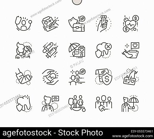 Medical insurance Well-crafted Pixel Perfect Vector Thin Line Icons 30 2x Grid for Web Graphics and Apps. Simple Minimal Pictogram
