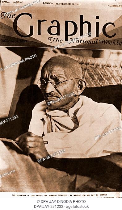 Mahatma Gandhi on cover of magazine The Graphic, India, Asia, September 19, 1931