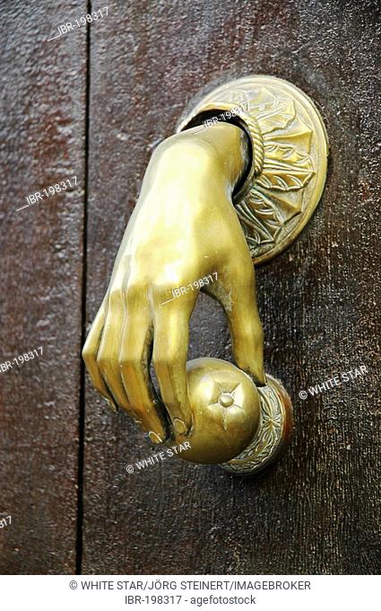 Doorknocker of a noble house , Cirauqui , Navarre , Way of St. James , Spain , Europe