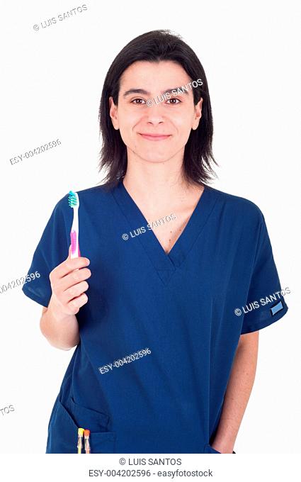 Dentist holding toothbrush