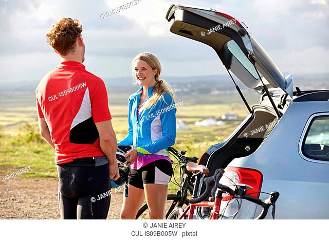 Cyclists chatting before ride
