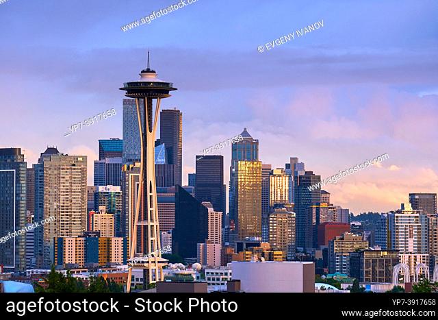 Skyscrapers and the Needle Tower, Seattle Washington