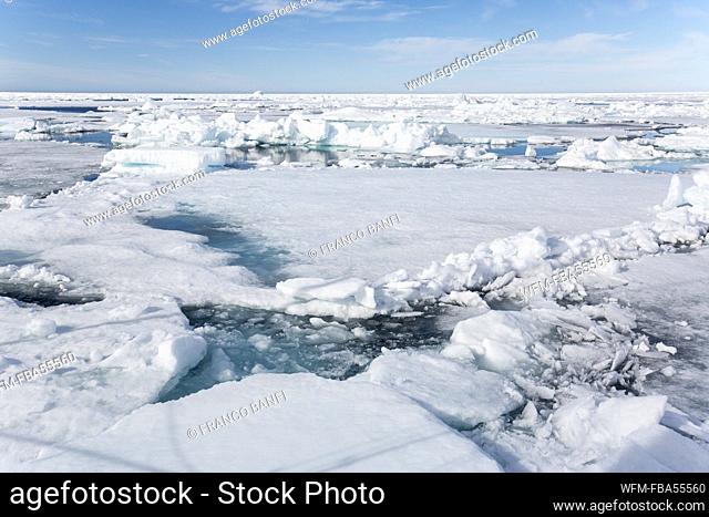 Arctic Sea covered with Ice, Spitsbergen, Arctic Ocean, Norway