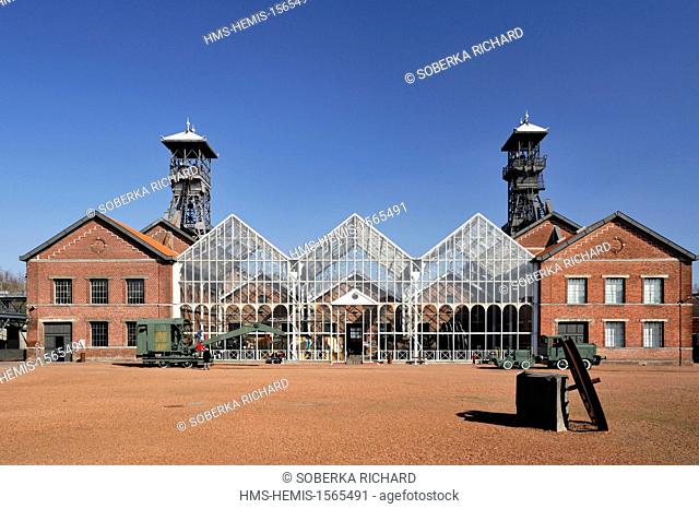 France, Nord, Lewarde, Mining History Centre listed as World Heritage by UNESCO, glass of machines in the main courtyard