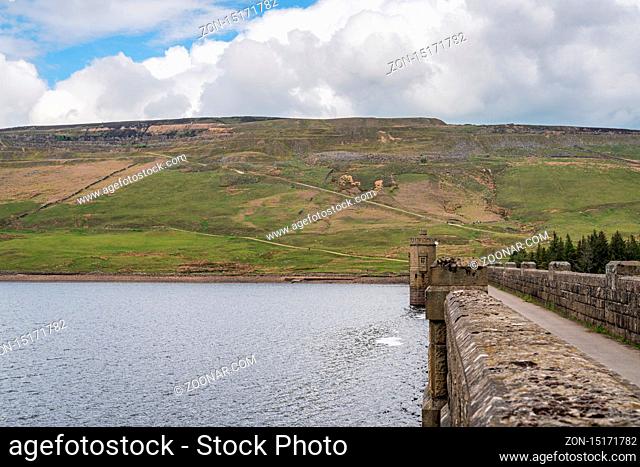 Near Middlesmoor, North Yorkshire, England, UK - May 19, 2019: The dam of the Scar House Reservoir