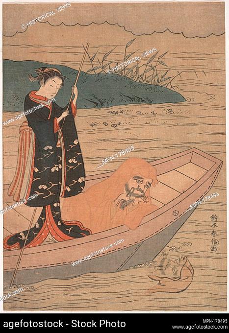 Daruma in a Boat with an Attendant. Artist: Suzuki Harunobu (Japanese, 1725-1770); Period: Edo period (1615-1868); Date: ca