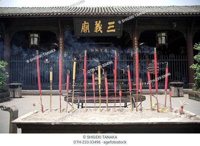 Incense in front of the Sanyi Hall, Wuhou Memorial Temple, Chengdu, China