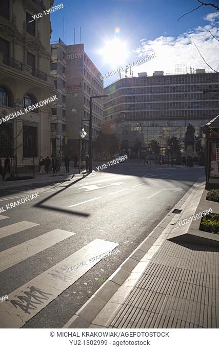 Crosswalk in modern part of Malaga, Spain