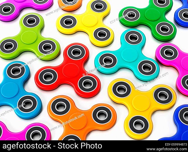 Fidget spinners isolated on white background. 3D illustration