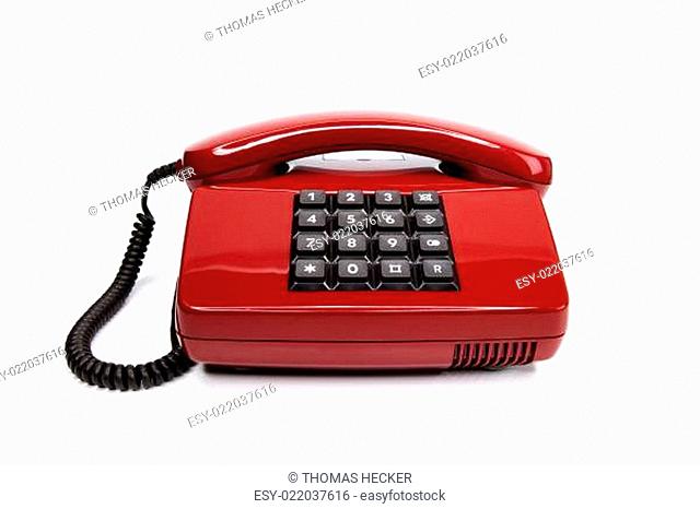 Klassisches rotes Telefon aus den Achtzigern