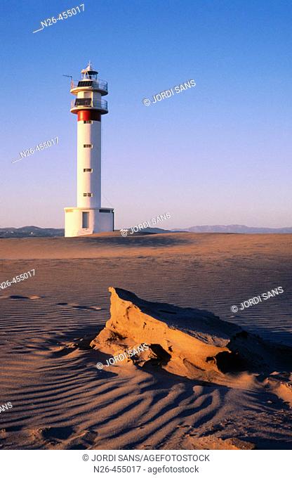 Punta del Fangar lighthouse. Ebro delta. Tarragona province. Catalunya. Spain