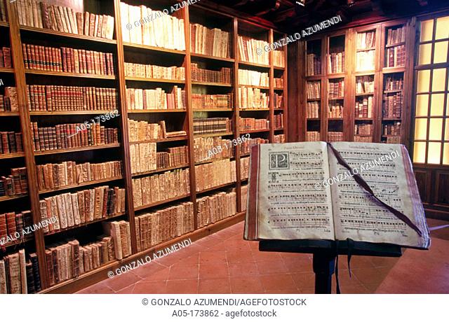 Library. San Salvador de Leyre monastery. Navarra. Spain