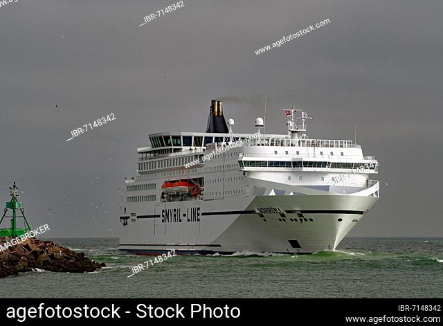 Passenger ship entering a port, Icelandic ferry, Symrilline, Hirtshals, Denmark, Europe