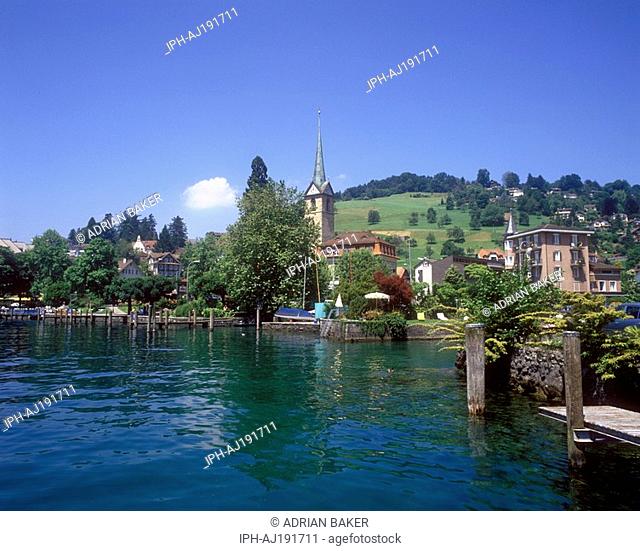 Picturesque town of Weggis on Lake Lucerne