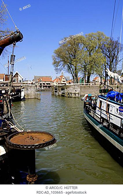 Ship in harbour Hoorn Netherlands