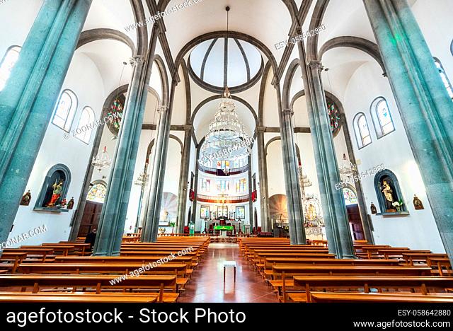 Moya, Spain - February 22, 2019: Interior of Moya church in Gran Canaria, Canary Islands, Spain