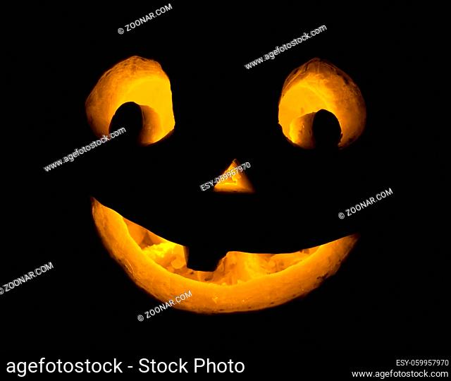 Cute Jack O Lantern halloween pumpkin with candle light